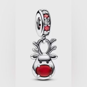COPY - Pandora Red Nose Reindeer Murano Dangle Charm. Let your Light Shine. 925…